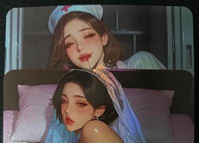 花开卡拍第45期（11月2号周日截拍，品控勿拍!!!拍品不寄存，运费5元，自制卡难免瑕疵，可能存在轻微撞角爆边等出厂瑕疵，品控介意勿拍！） - 大雷风华 护士婚纱二人组 艺术版 彩闪2张