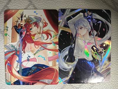 花开卡拍第45期（11月2号周日截拍，品控勿拍!!!拍品不寄存，运费5元，自制卡难免瑕疵，可能存在轻微撞角爆边等出厂瑕疵，品控介意勿拍！） - 原神 神里绫华与妮露 2张 彩闪