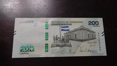 世界钱币～微拍第212期暨2025年第52期  部分库存清仓选号 - 2021年洪都拉斯200伦皮拉 纪念钞全新绝品无47尾号589