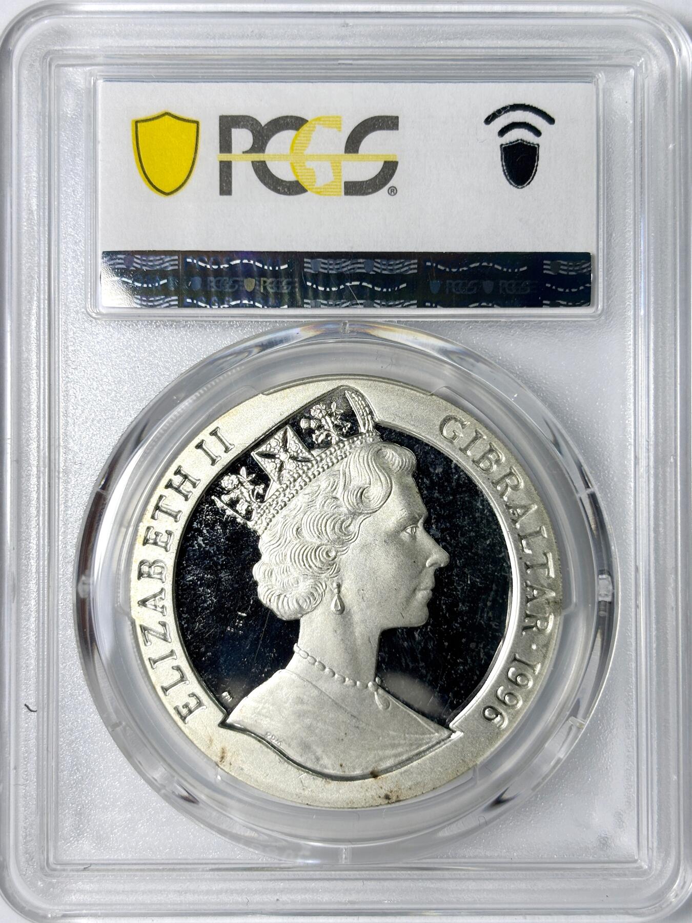 【雨安】【世界币章112-113期】周五/周六 两场连拍 2025-11-01 周六 19:30 保真 8秒倒数自动落锤 高效拍卖 [评级现代] Gibraltar 直布罗陀 1克朗 1996年 欧锦赛 PCGS-PR66DCAM