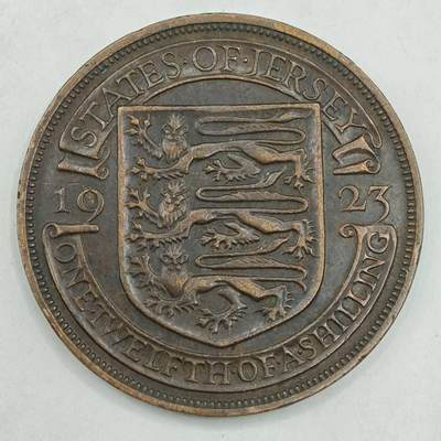 【淘币小摊】限时拍第七百八十四拍  老铜币场  满百包邮可预留两周  周一统一发货  - 泽西岛1923年乔治五世1/12先令铜币