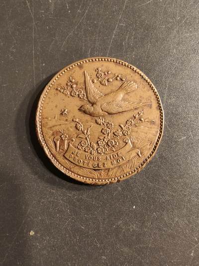 老王徽章第160期 - 法国里昂鸟类保护协会大铜章     直径36mm.   重量21.2g