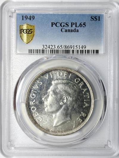 【雨安】【世界币章112-113期】周五/周六 两场连拍 2025-11-01 周六 19:30 保真 8秒倒数自动落锤 高效拍卖 - [评级美洲] Canada 加拿大 1元 1949年 乔治六世 PCGS-PL65