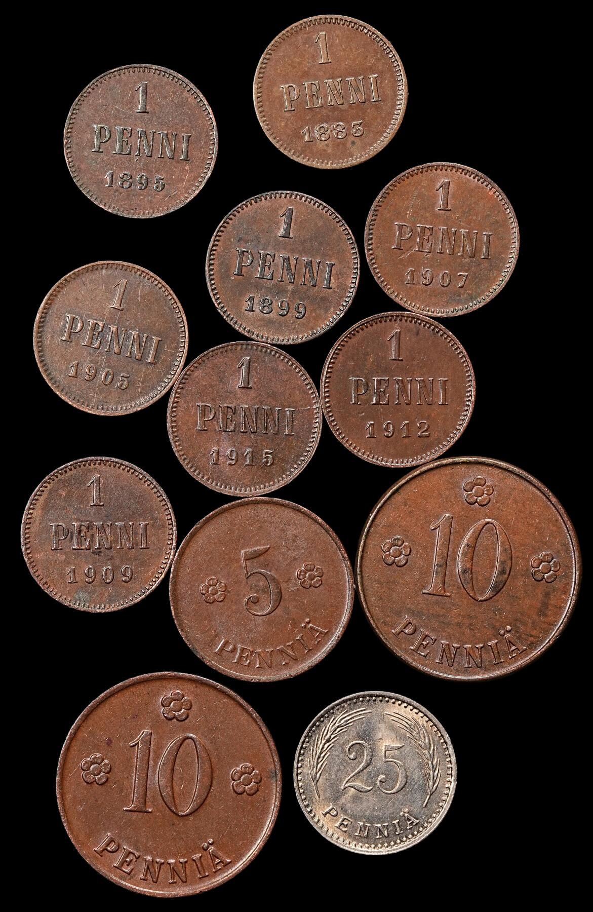 修遠堂世界钱币第九十一期 AU-UNC好品 芬兰旧钱币一组