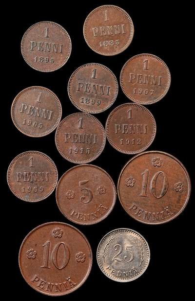 修遠堂世界钱币第九十一期 - AU-UNC好品 芬兰旧钱币一组