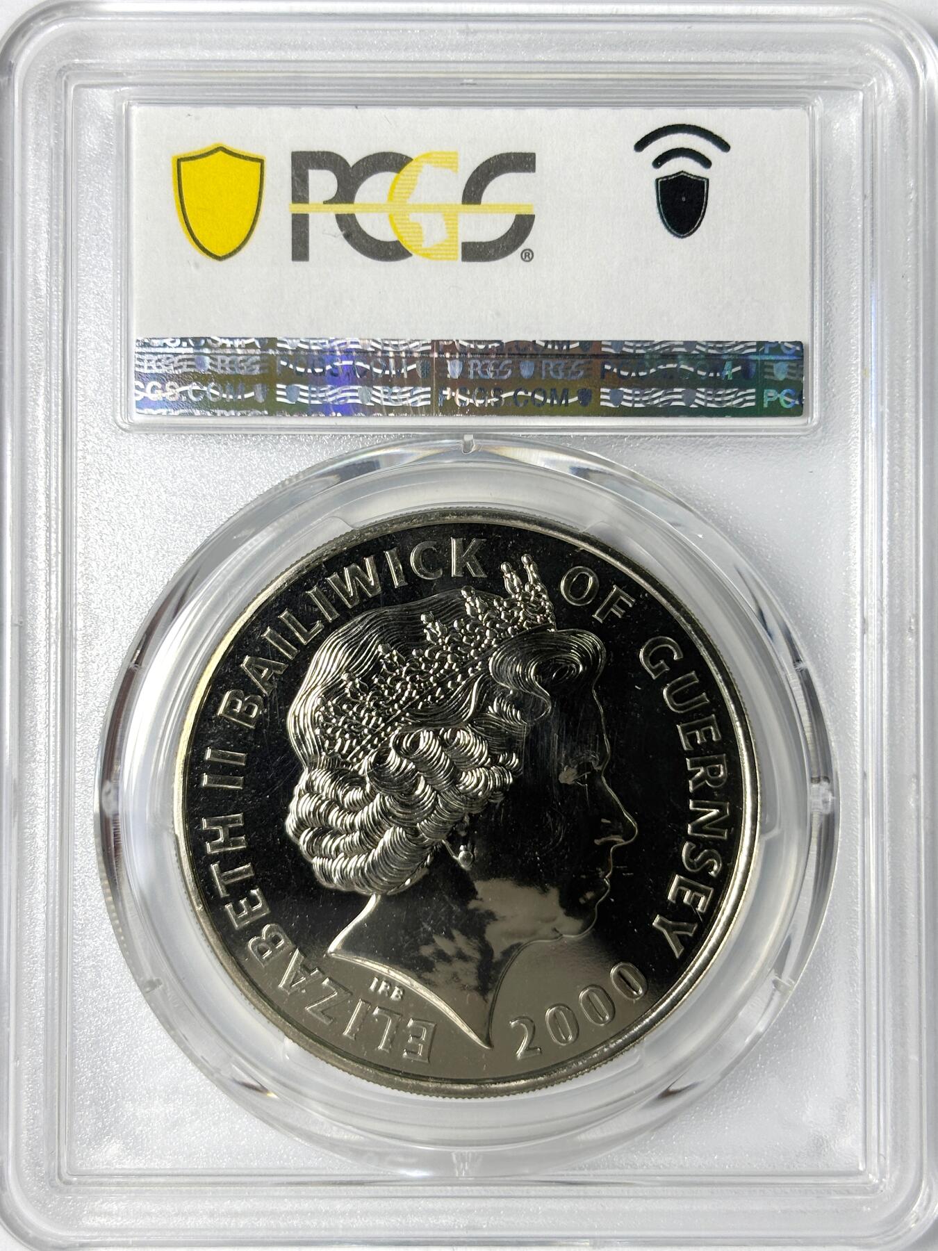 【雨安】【世界币章112-113期】周五/周六 两场连拍 2025-11-01 周六 19:30 保真 8秒倒数自动落锤 高效拍卖 [评级现代] Guernsey 根西 5镑 2000年 20世纪帝王 PCGS-MS68