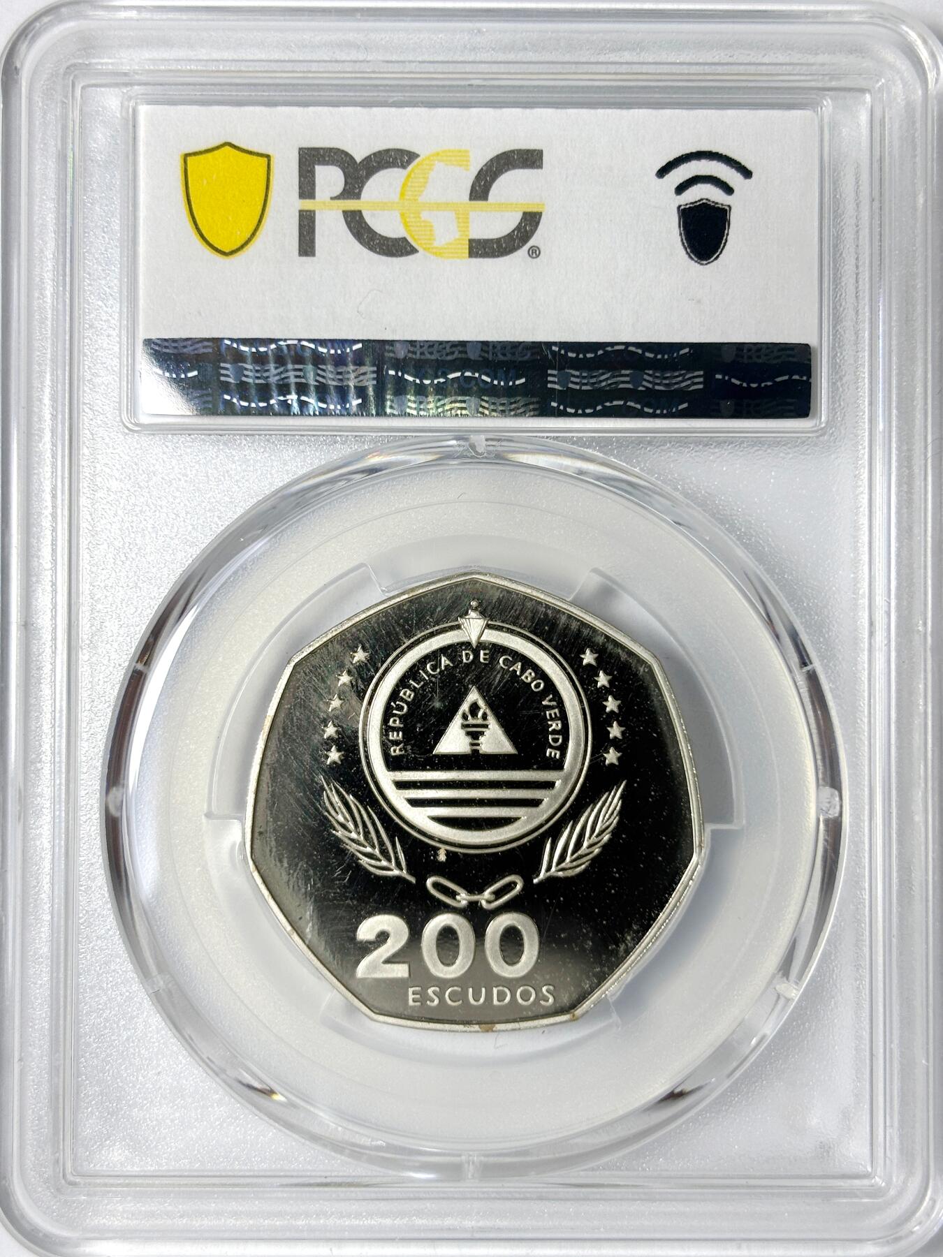 【雨安】【世界币章112-113期】周五/周六 两场连拍 2025-11-01 周六 19:30 保真 8秒倒数自动落锤 高效拍卖 [评级现代] Cape Verde 佛得角 200埃斯库多 1995年 F.A.O PCGS-PR68DCAM