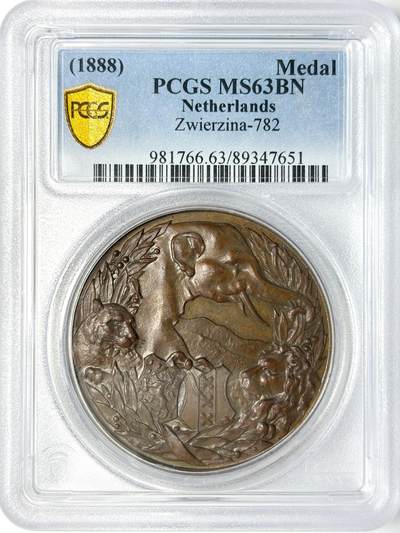 【雨安】【世界币章112-113期】周五/周六 两场连拍 2025-11-01 周六 19:30 保真 8秒倒数自动落锤 高效拍卖 - [章] Netherlands 章 荷兰 1888年 动物园 铜章 PCGS-MS63