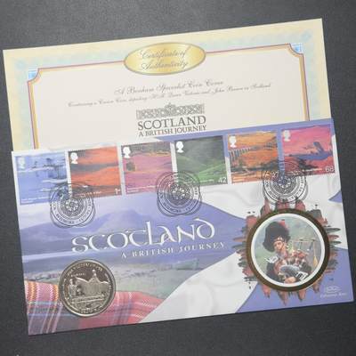 ＜小葵钱铺＞第64期·克朗币·套币·银币场·满200包邮，不寄存·3号发货 - 〈邮币封〉直布罗陀2001年维多利亚时代·苏格兰巴尔莫勒尔堡1克朗纪念币