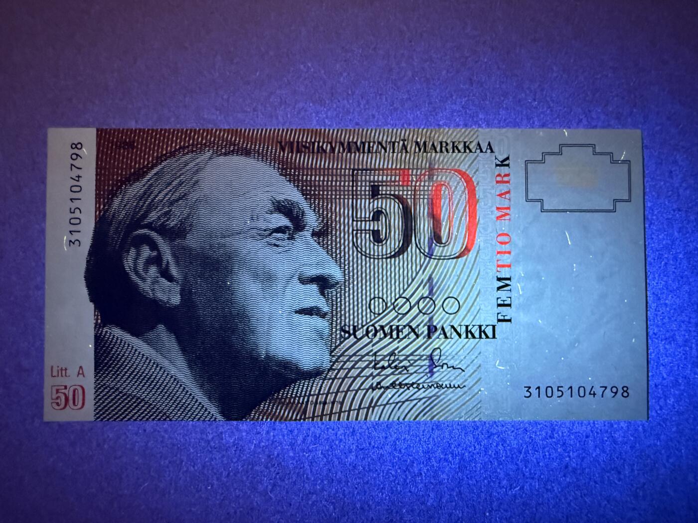 《艾美收藏》第218期-11.2周日外币荟萃 芬兰50马克 UNC 1991年 芬兰建筑师阿尔托