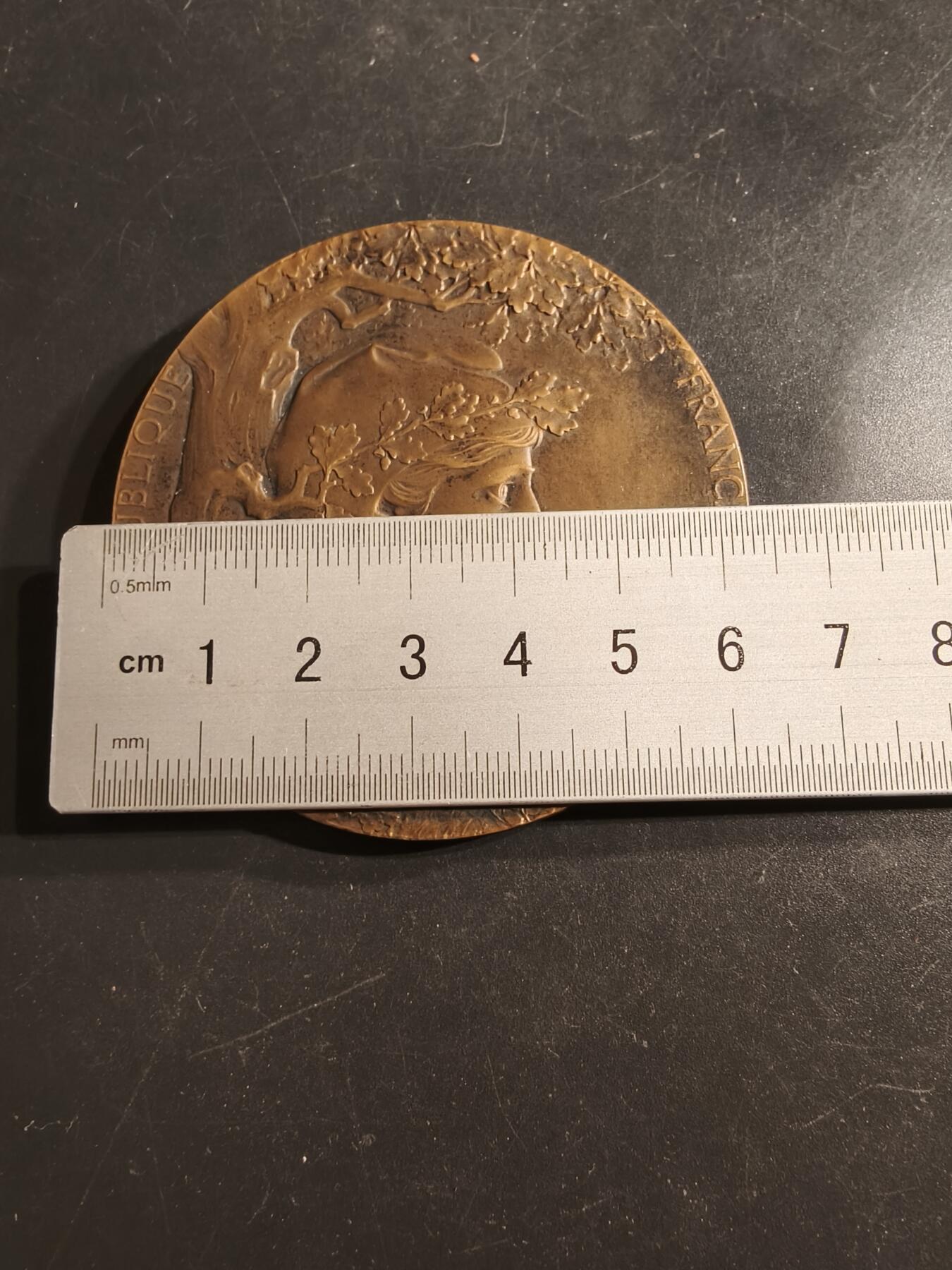 老王徽章第160期 法国1900世博会大铜章     原盒     大师夏普兰版本     直径64mm.    重量100.8g