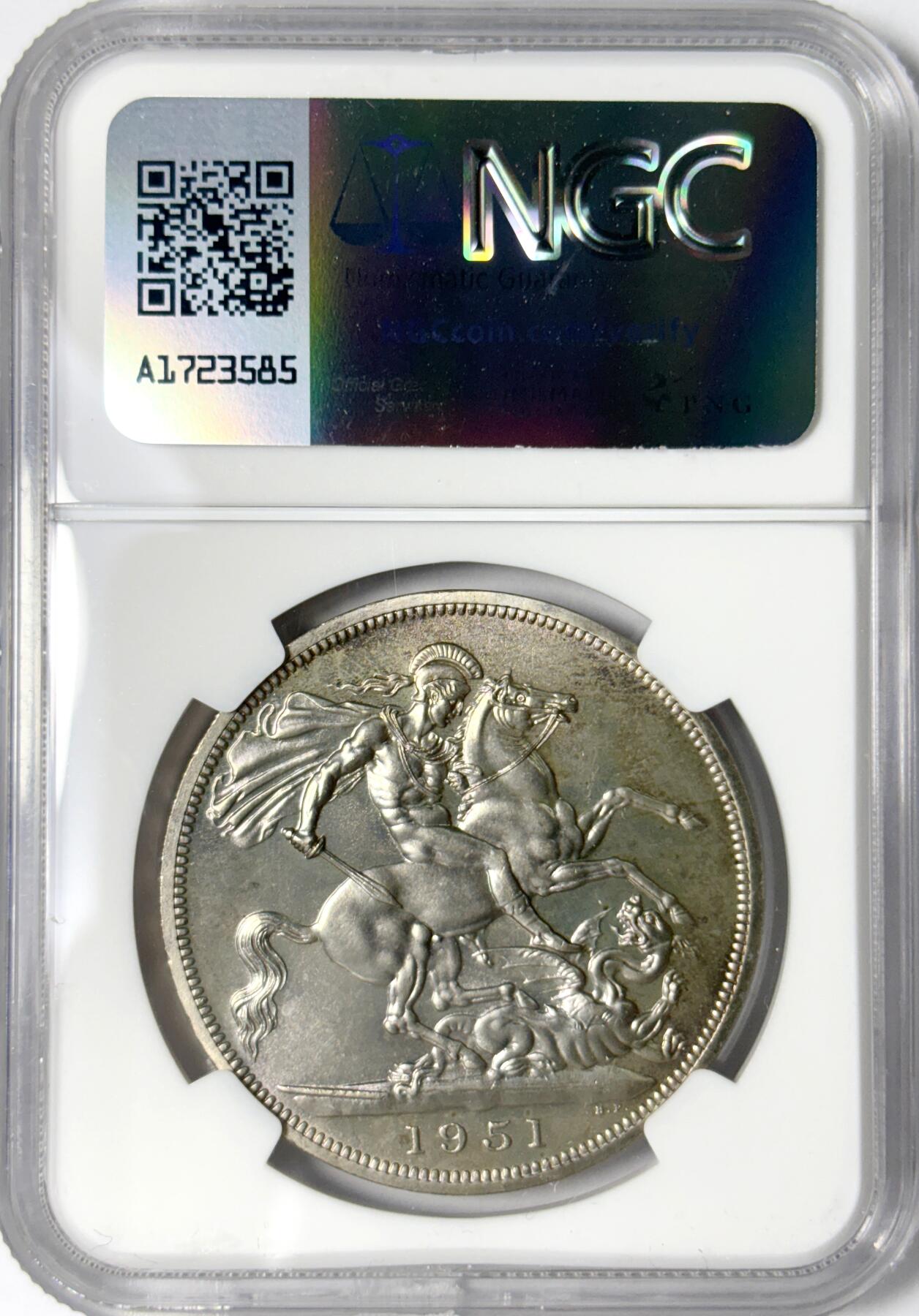 【雨安】【世界币章112-113期】周五/周六 两场连拍 2025-11-01 周六 19:30 保真 8秒倒数自动落锤 高效拍卖 [评级欧洲] Great Britain 英国 1克朗 1951年 乔治六世 NGC-PL64