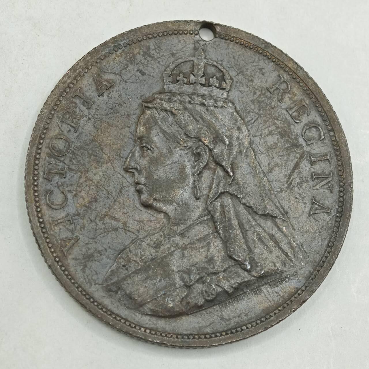 【淘币小摊】限时拍第七百八十四拍  老铜币场  满百包邮可预留两周  周一统一发货  英国1897年女王登基60周年铜章