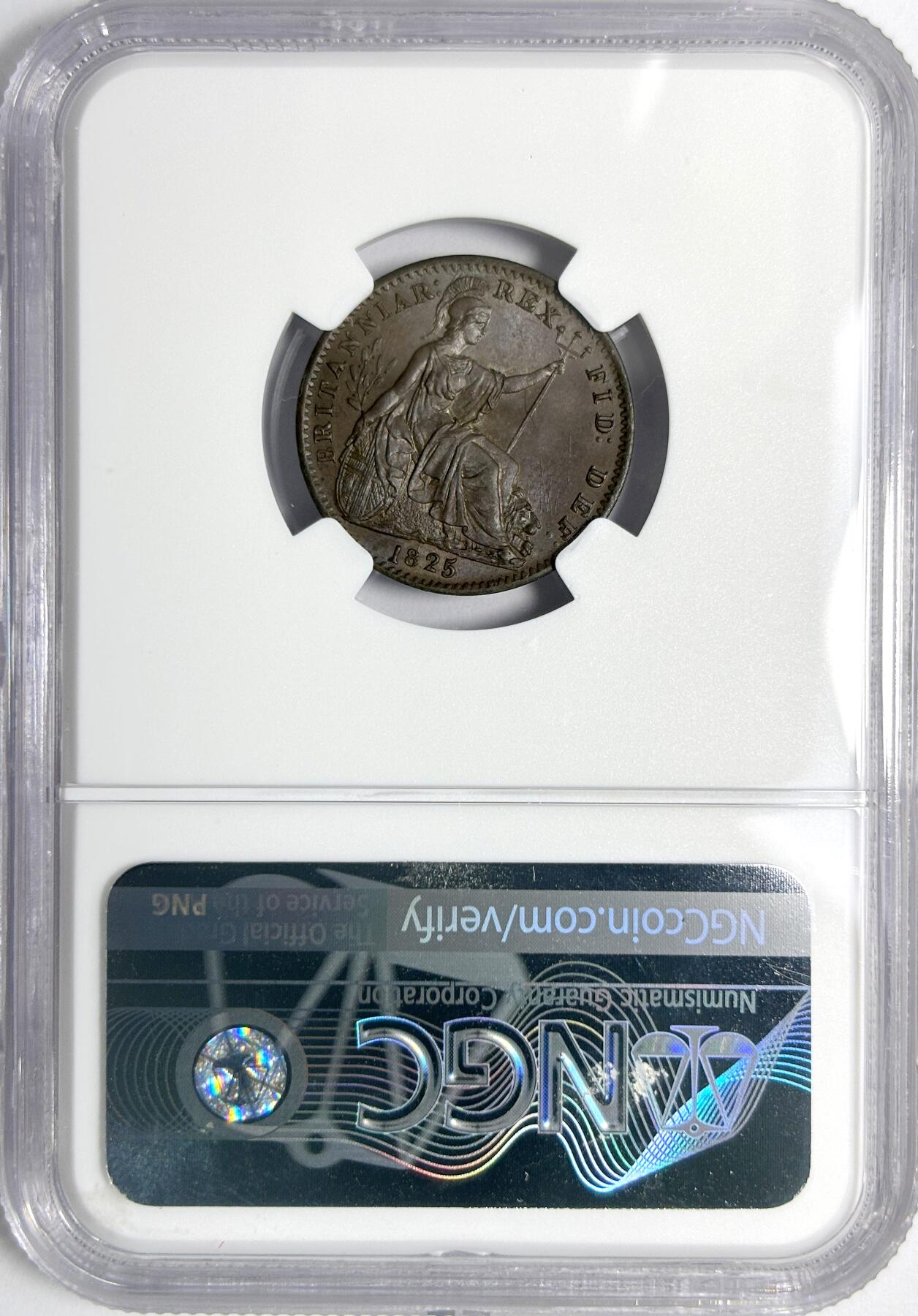 【雨安】【世界币章112-113期】周五/周六 两场连拍 2025-11-01 周六 19:30 保真 8秒倒数自动落锤 高效拍卖 [评级欧洲] Great Britain 英国 1/4便士 1825年 乔治四世 NGC-MS65