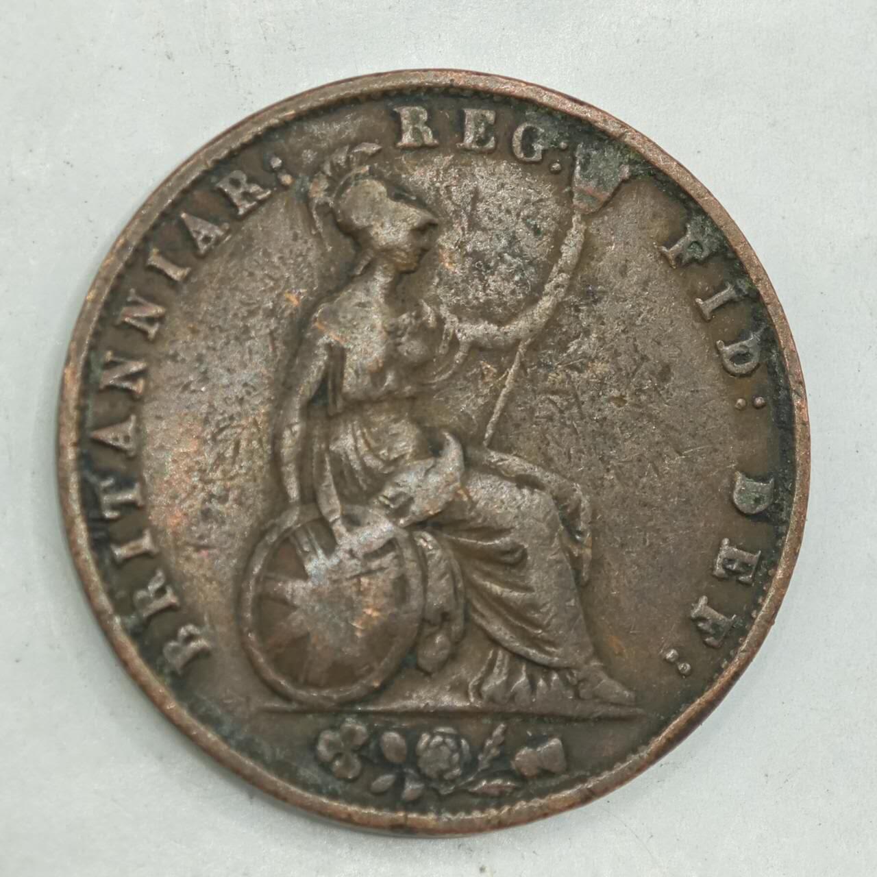 【淘币小摊】限时拍第七百八十四拍  老铜币场  满百包邮可预留两周  周一统一发货  英国1838年维多利亚半便士铜币