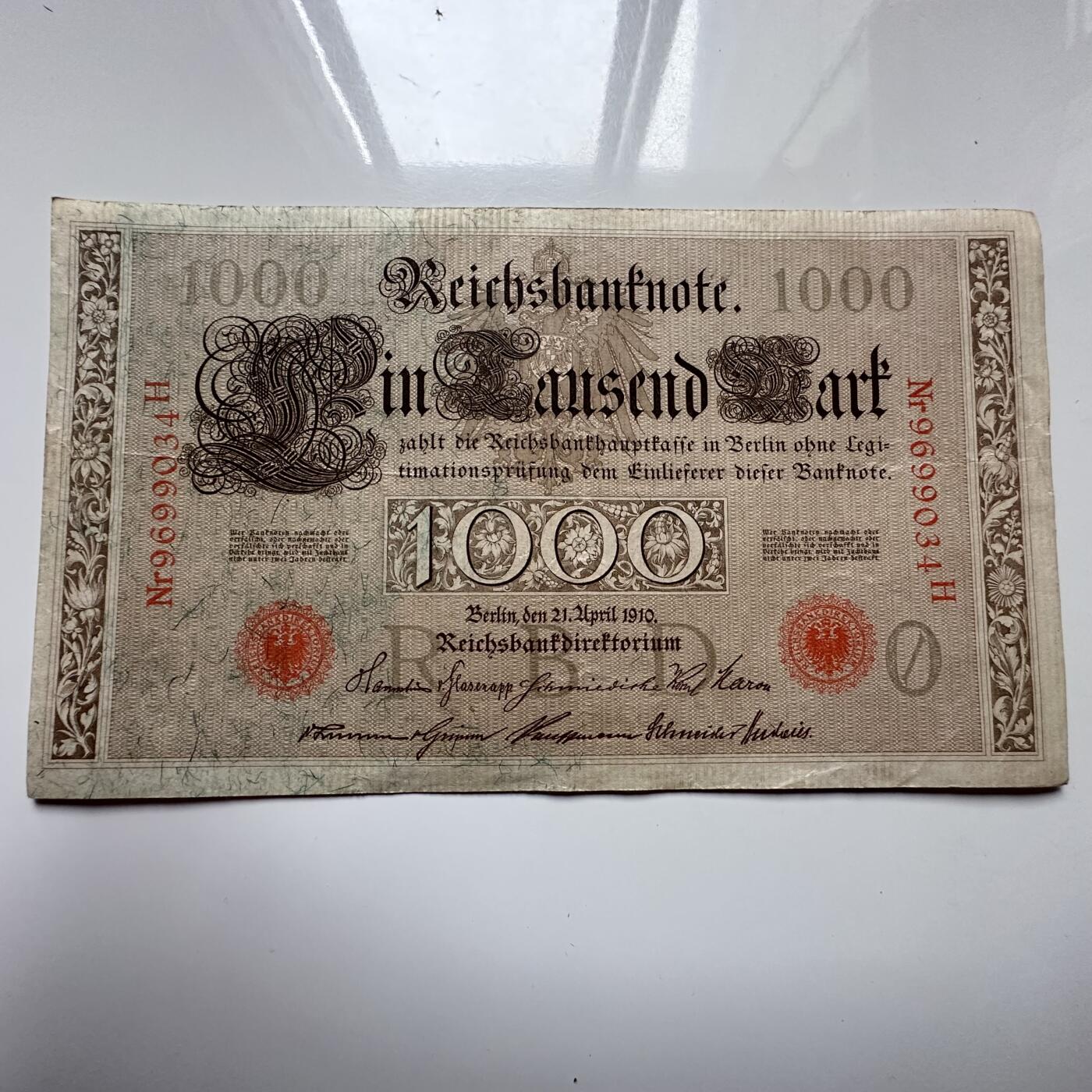 🌹外币初藏🌹🐯2025年第122场  每周二四六晚8️⃣点 接代拍 德国1910年1000马克 大票幅d