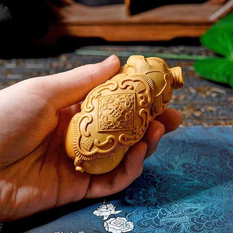 听雨轩（14）木雕 崖柏木雕刻生肖猪福喜可爱手把件 7cm