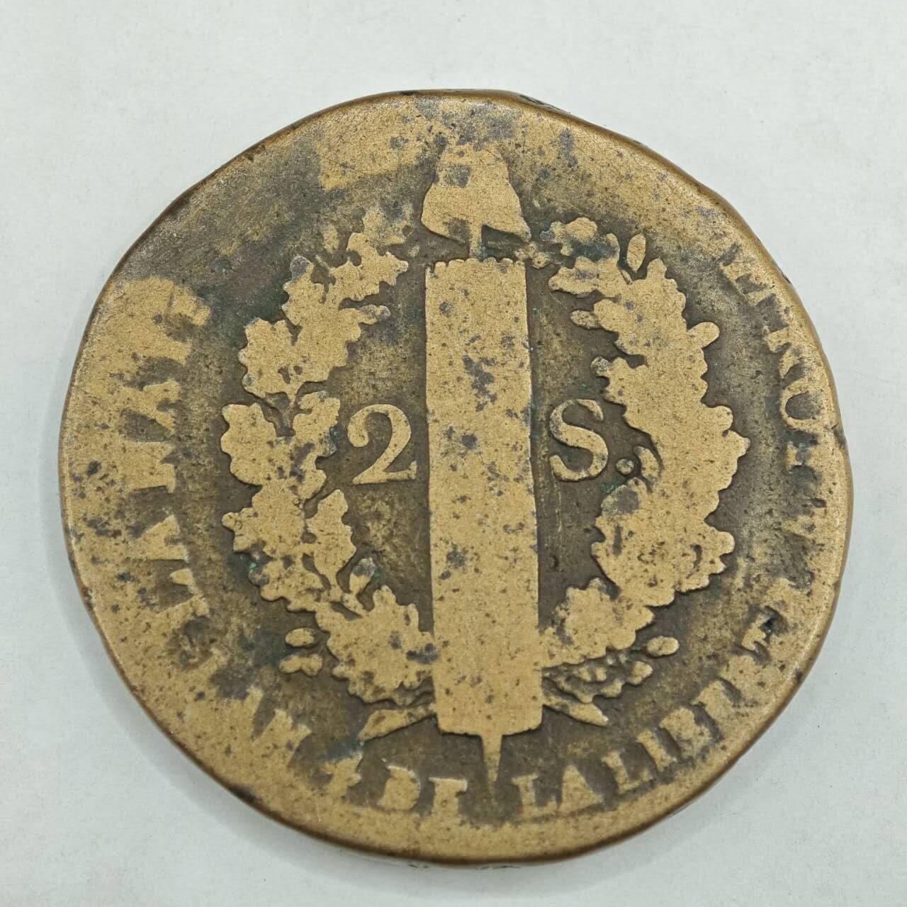 【淘币小摊】限时拍第七百八十四拍  老铜币场  满百包邮可预留两周  周一统一发货  法国1799年路易十六2S铜币