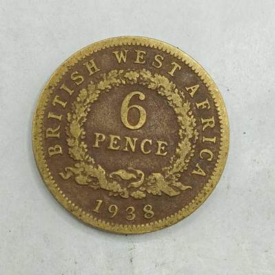【淘币小摊】限时拍第七百八十四拍  老铜币场  满百包邮可预留两周  周一统一发货  - 英属西非1938年乔治六世6便士铜币