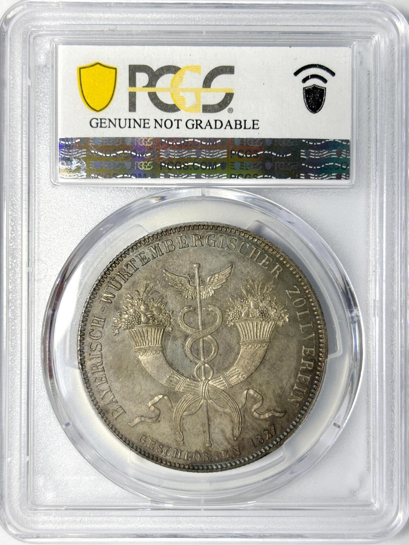 【雨安】【世界币章112-113期】周五/周六 两场连拍 2025-11-01 周六 19:30 保真 8秒倒数自动落锤 高效拍卖 [评级德国] Germany 德国 德意志 巴伐利亚 1泰勒 1827年 海关条约 路德维希一世 PCGS-UNC