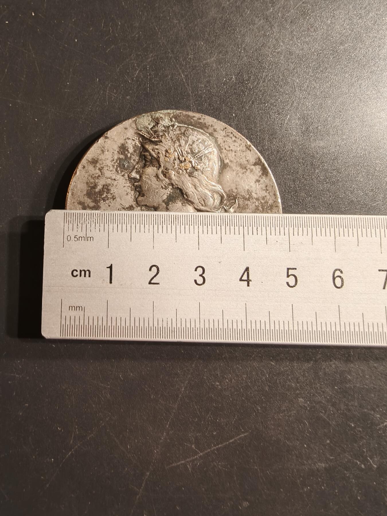 老王徽章第160期  法国迪耶普区农业协会镀银大铜章     直径50mm.   重量56.2g