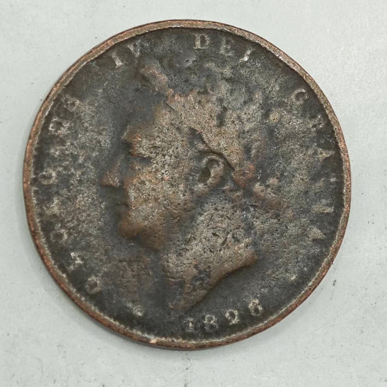 【淘币小摊】限时拍第七百八十四拍  老铜币场  满百包邮可预留两周  周一统一发货  英国1826年乔治四世法新铜币