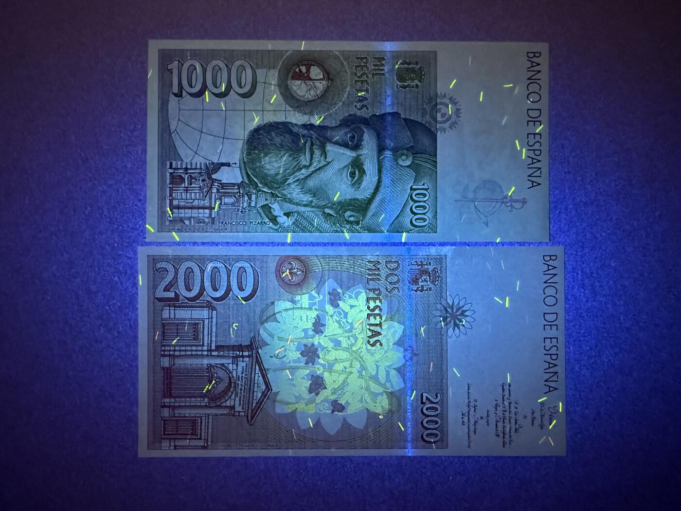 《艾美收藏》第218期-11.2周日外币荟萃 西班牙1000、2000比塞塔2张 UNC 末版 无47