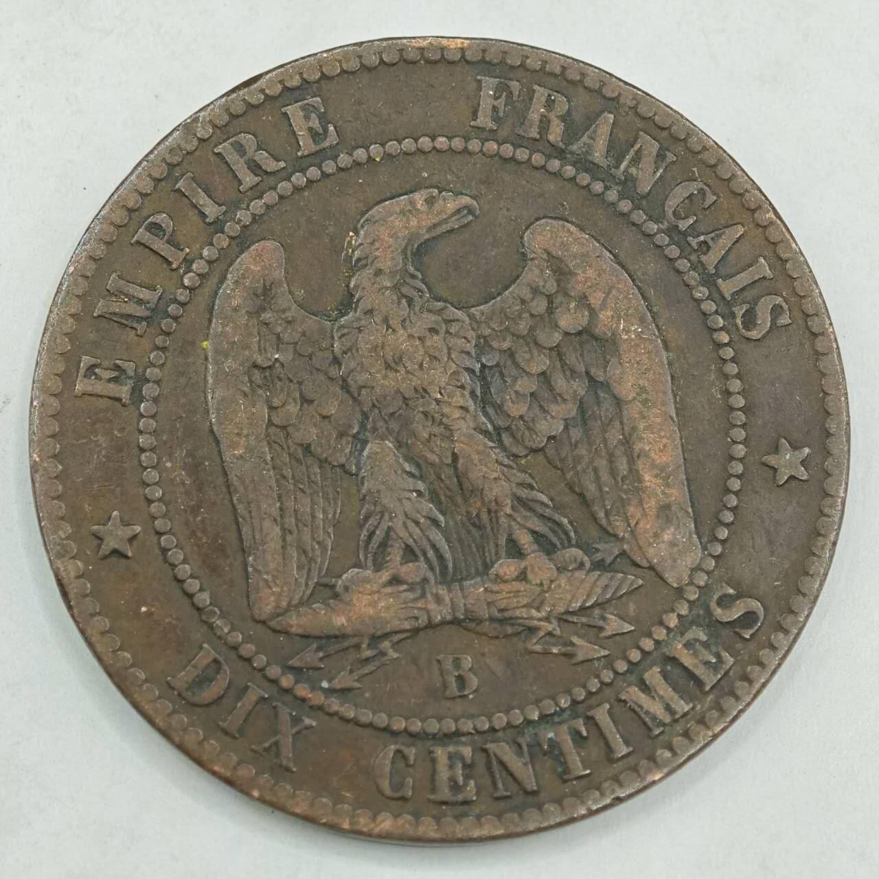 【淘币小摊】限时拍第七百八十四拍  老铜币场  满百包邮可预留两周  周一统一发货  法国1854年拿破仑三世10分铜币