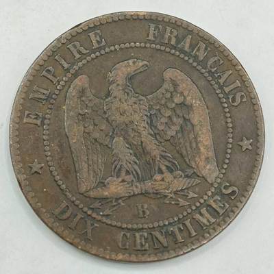 【淘币小摊】限时拍第七百八十四拍  老铜币场  满百包邮可预留两周  周一统一发货  - 法国1854年拿破仑三世10分铜币