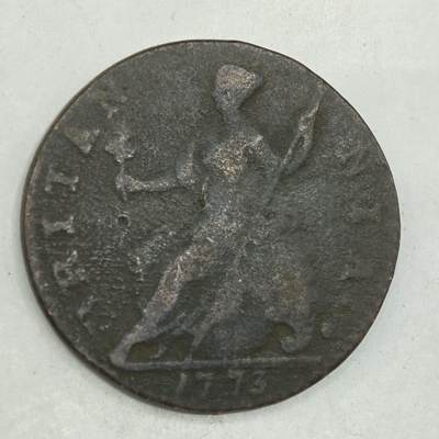 【淘币小摊】限时拍第七百八十四拍  老铜币场  满百包邮可预留两周  周一统一发货  - 英国1773年乔治三世半便士铜币