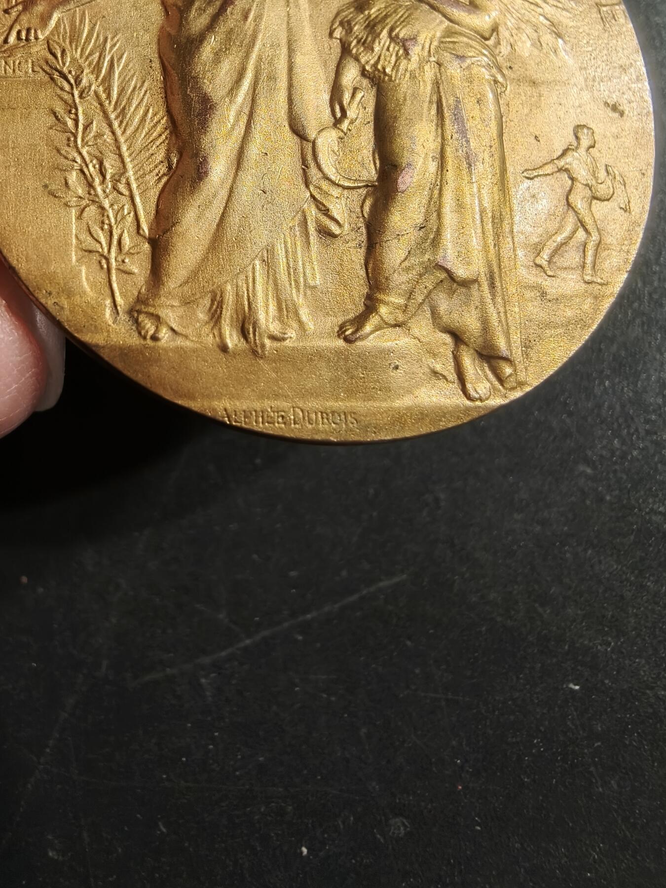 老王徽章第160期 法国农业竞赛单面镀金银章      950银镀金    亨利杜布瓦作品    直径41mm.    重量33.9g