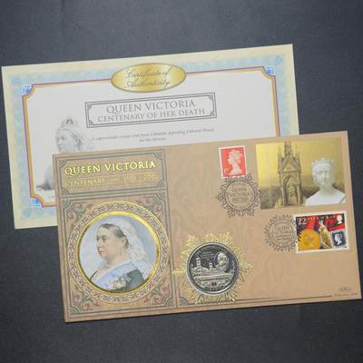 ＜小葵钱铺＞第64期·克朗币·套币·银币场·满200包邮，不寄存·3号发货 - 〈邮币封〉直布罗陀2001年维多利亚时代·维多利亚逝世1克朗纪念币