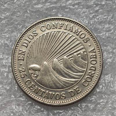 【淘币小摊】限时拍第七百八十六拍  黎巴嫩尼加拉瓜马达加斯加索马里专场  满百包邮可预留两周  周一统一发货  - 尼加拉瓜1972年25分镍币齿边版 km18.3