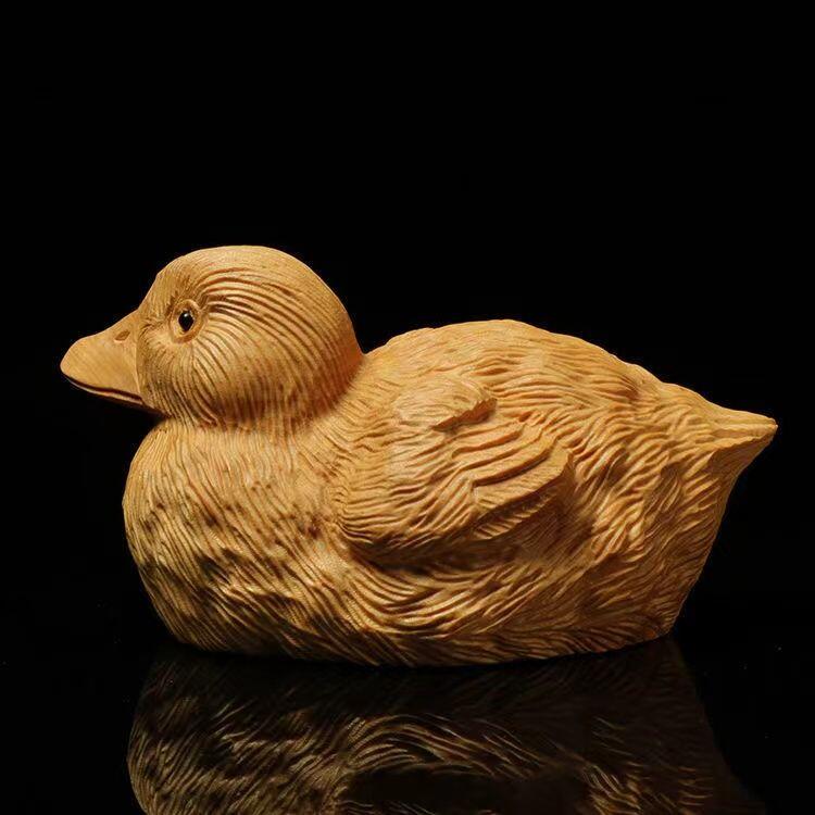 听雨轩（14）木雕 黄杨木雕刻鸳鸯鸭子手把件 6cm