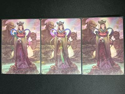 花开卡拍第45期（11月2号周日截拍，品控勿拍!!!拍品不寄存，运费5元，自制卡难免瑕疵，可能存在轻微撞角爆边等出厂瑕疵，品控介意勿拍！） - 茉莉卡牌 妈祖 3张，2彩闪1钻闪