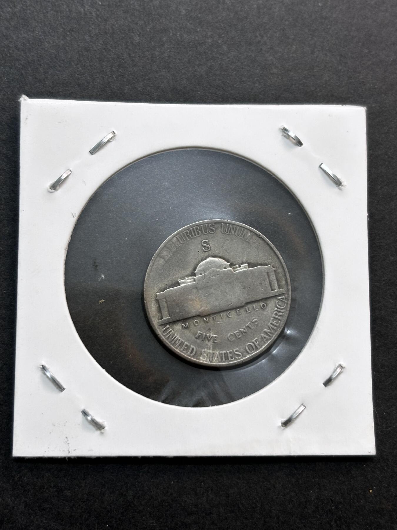 文馨钱币收藏第 278 场，银元，纸币，铜章场 长期接收代拍品 1945 年美国杰斐逊 5 美分银币 S 版，第十二版，只发行 1942-1945 年