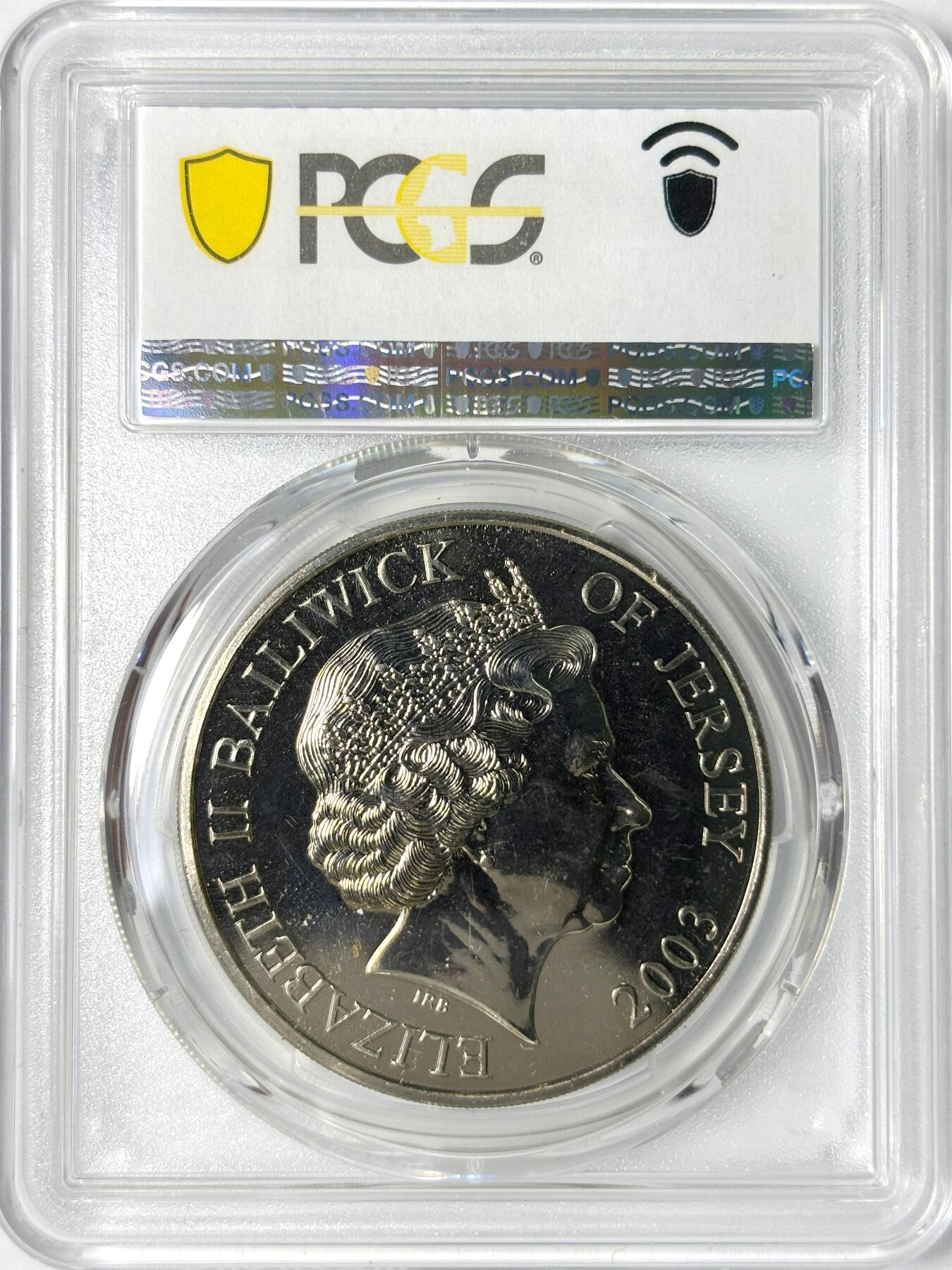 【雨安】【世界币章112-113期】周五/周六 两场连拍 2025-11-01 周六 19:30 保真 8秒倒数自动落锤 高效拍卖 [评级现代] Jersey 泽西 5镑 2003年 皇家海军 PCGS-MS66