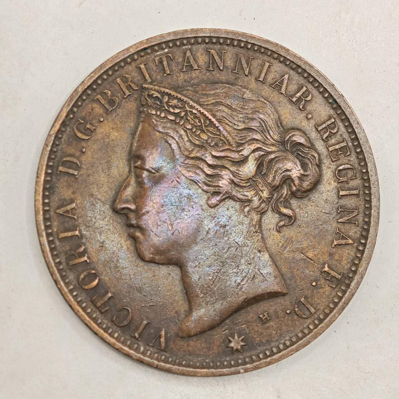 【淘币小摊】限时拍第七百八十四拍  老铜币场  满百包邮可预留两周  周一统一发货  泽西岛1877年维多利亚1/12先令铜币