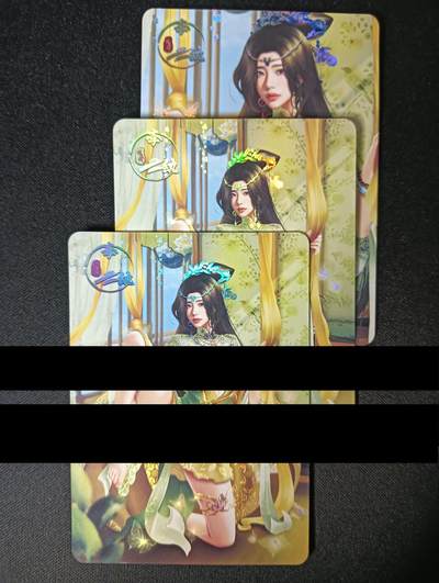 花开卡拍第45期（11月2号周日截拍，品控勿拍!!!拍品不寄存，运费5元，自制卡难免瑕疵，可能存在轻微撞角爆边等出厂瑕疵，品控介意勿拍！） - 绘天阁 红楼梦 李纨 1套3张 彩闪