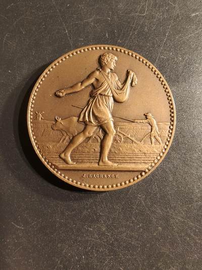 老王徽章第160期 - 法国农业协会大铜章     播种     直径41mm.    重量36.3g