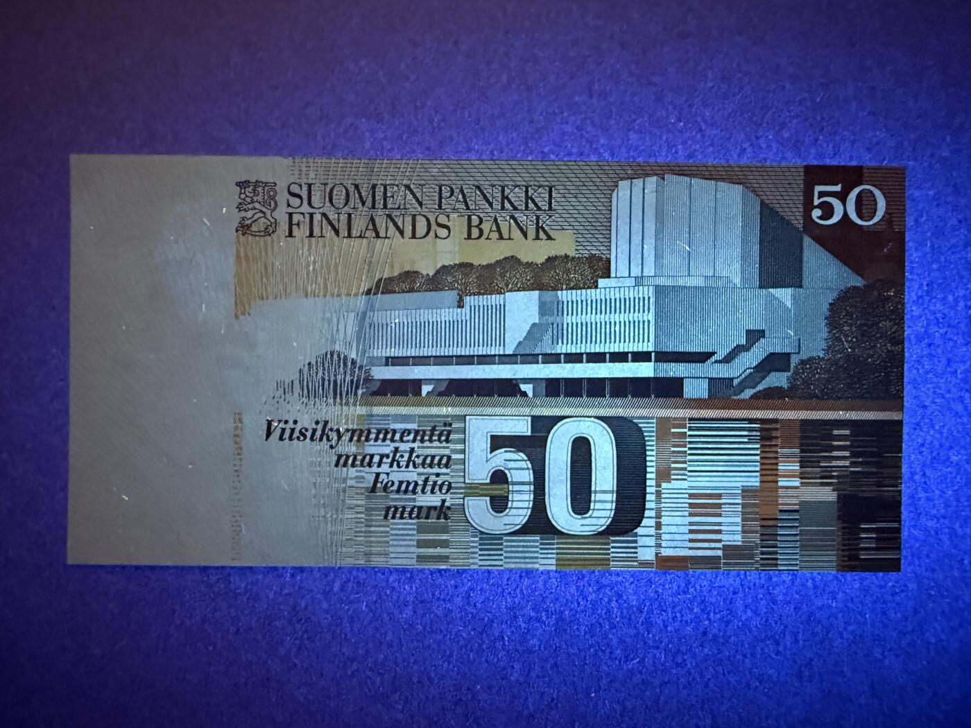 《艾美收藏》第218期-11.2周日外币荟萃 芬兰50马克 UNC 1991年 芬兰建筑师阿尔托