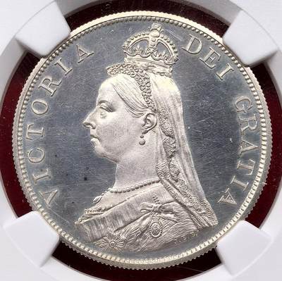 凡希社世界钱币微拍第三百十三期 - 1887英国老维高冠双佛罗林大银精铸NGC-PF61