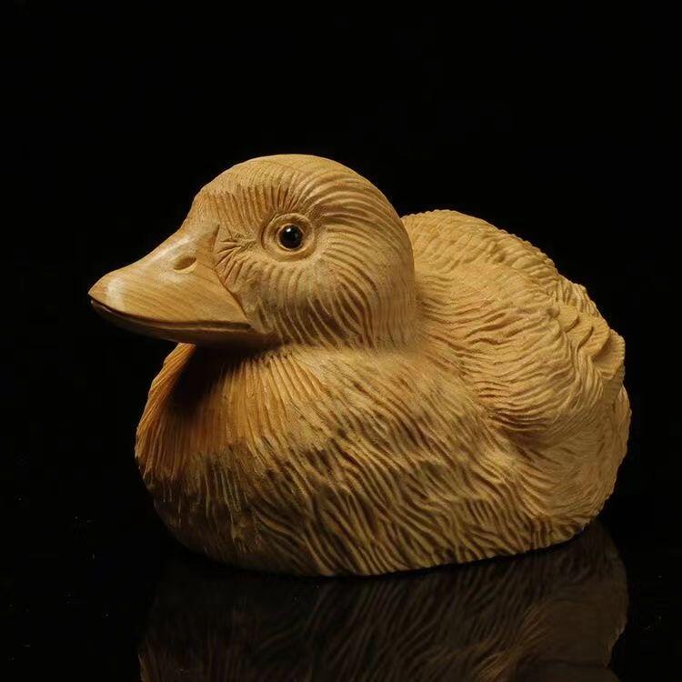 听雨轩（14）木雕 黄杨木雕刻鸳鸯鸭子手把件 6cm