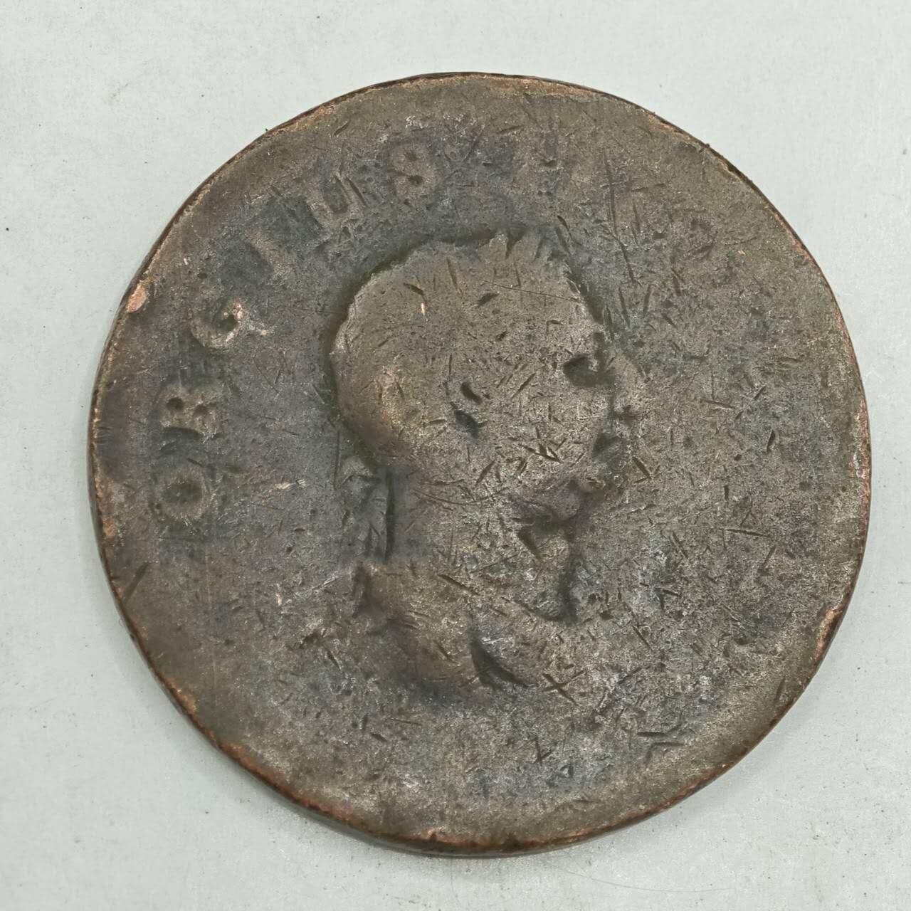 【淘币小摊】限时拍第七百八十四拍  老铜币场  满百包邮可预留两周  周一统一发货  英国1806年乔治三世半便士铜币