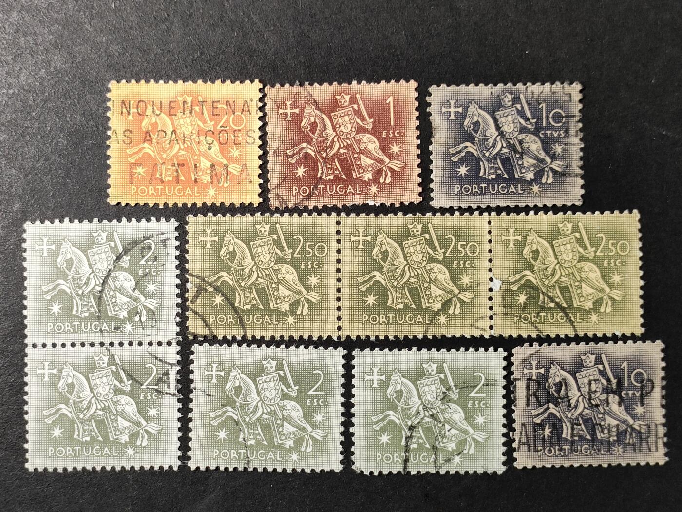 嘉禾收藏    【第365期】            无佣金、可寄存、满30元包邮 葡萄牙邮票，1956年骑马的骑士(出自国王迪尼什的印章)邮票一组