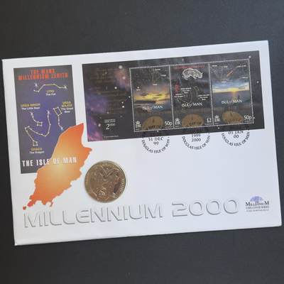 ＜小葵钱铺＞第64期·克朗币·套币·银币场·满200包邮，不寄存·3号发货 - 〈邮币封〉马恩岛2000年千禧年1克朗纪念币