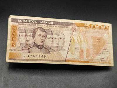 【淘币小摊】实时拍第七百八十三拍   无佣金纸币福利场   满百包邮可预留二周 每周一统一发货   - 墨西哥5000比索