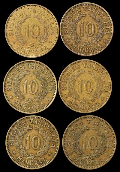 修遠堂世界钱币第九十一期 - 20-30年代芬兰10马克铜币一组 少见品种