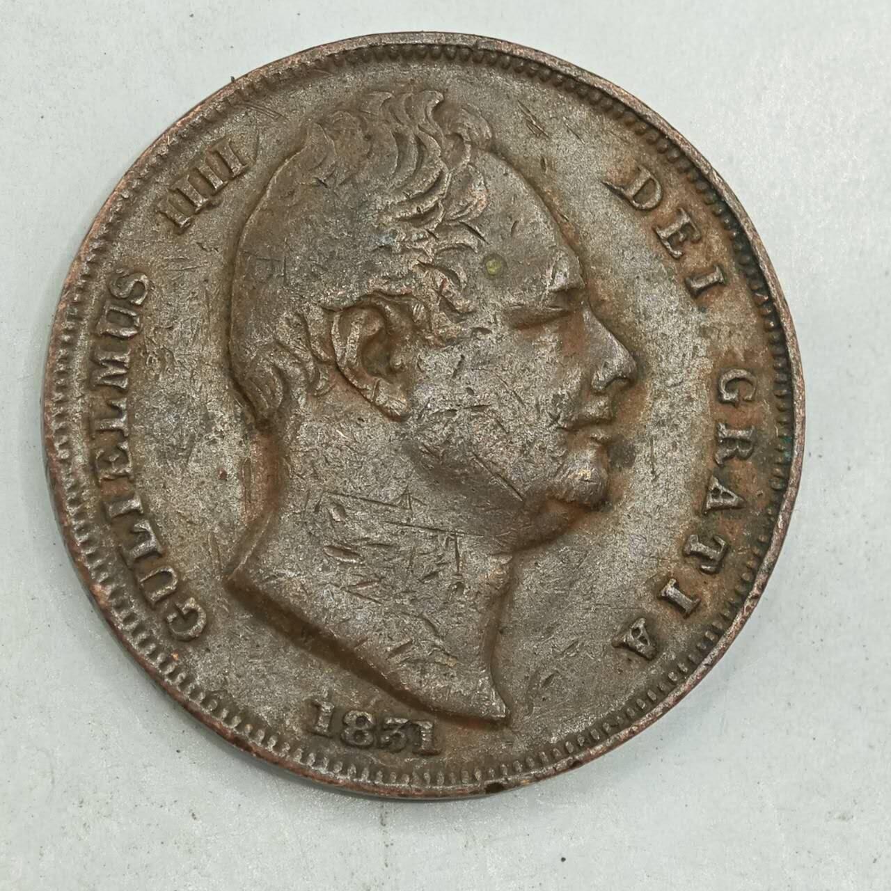 【淘币小摊】限时拍第七百八十四拍  老铜币场  满百包邮可预留两周  周一统一发货  英国1831年威廉四世法新铜币