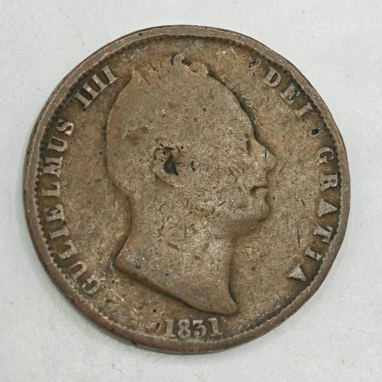【淘币小摊】限时拍第七百八十四拍  老铜币场  满百包邮可预留两周  周一统一发货  英国1831年威廉四世半便士铜币